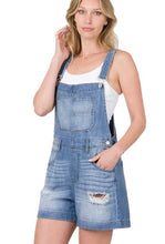 Load image into Gallery viewer, Distressed Short Overalls

