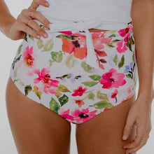 Load image into Gallery viewer, Pink/Pink Floral Ultra High Rise Reversible Swim Bottom
