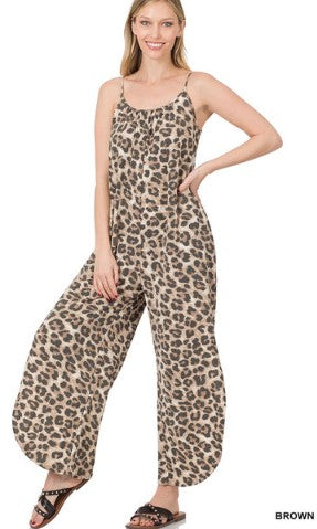 Leopard Jumpsuit with Side Slits