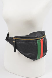 Black Fanny Pack with Stripes