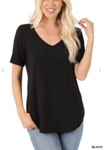 Load image into Gallery viewer, V-Neck Curved Hem Tee
