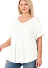 Load image into Gallery viewer, Cuffed Sleeve V-Neck Tee
