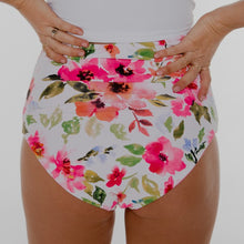 Load image into Gallery viewer, Pink/Pink Floral Ultra High Rise Reversible Swim Bottom

