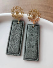 Load image into Gallery viewer, Textured Rectangle Clay Earrings
