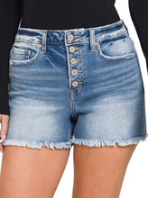 Load image into Gallery viewer, Frayed Hem Button Fly Denim Shorts
